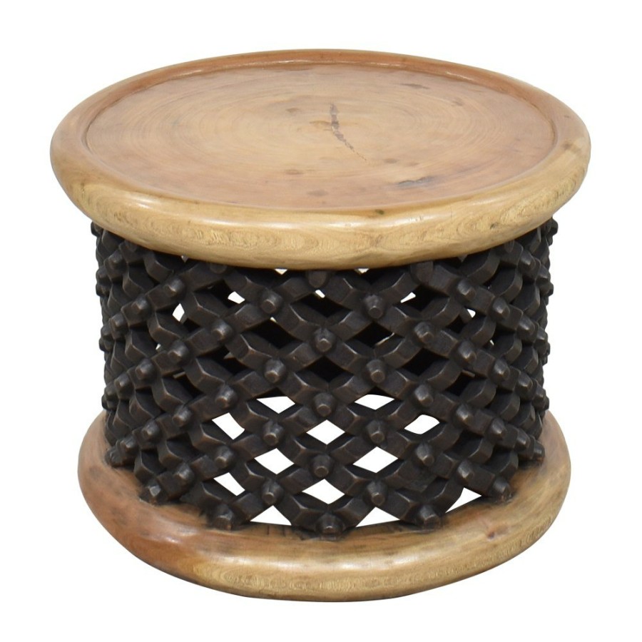 Tables Unknown  | Vintage Bamileke-Style Round Side Table