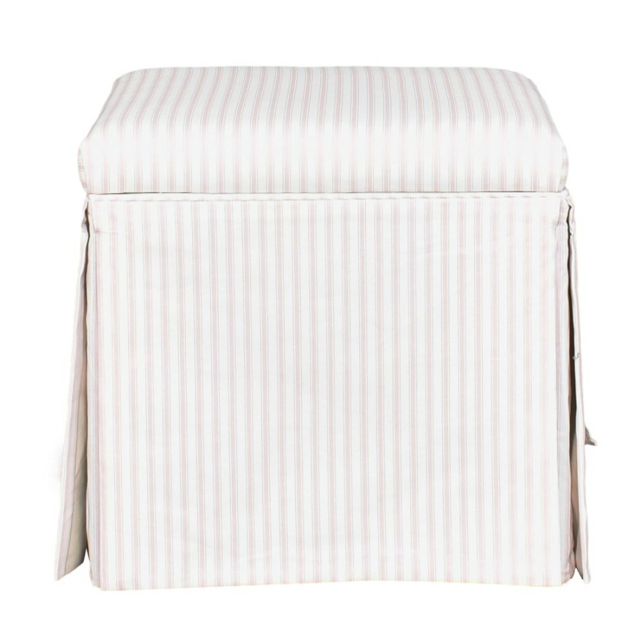 Storage The Inside  | The Inside Pink Classic Ticking Stripe Skirted Storage Ottoman