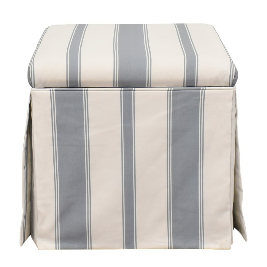 Storage The Inside  | The Inside French Blue Clarence Stripe Skirted Storage Ottoman