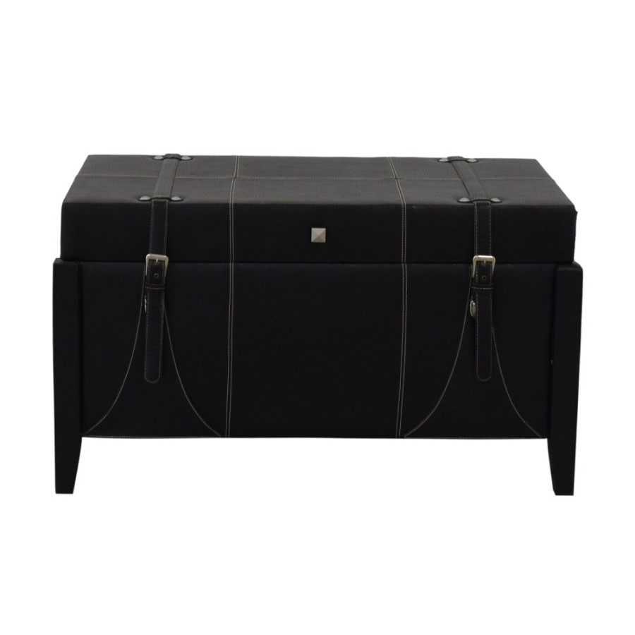 Storage Unknown  | Black Leather Storage Trunk