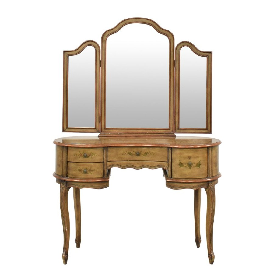 Tables Fortunoff  | Fortunoff Dressing Table With Trifold Mirror