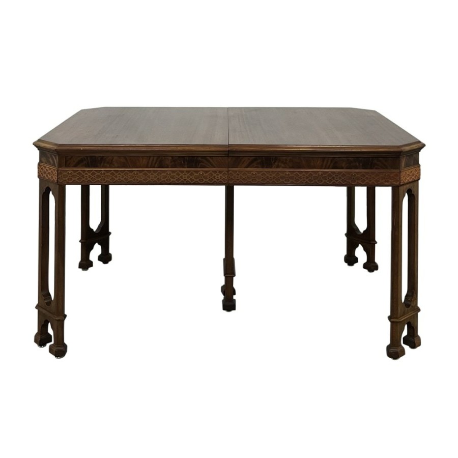 Tables Unknown  | Vintage Chinoiserie Chippendale Extendable Dining Table