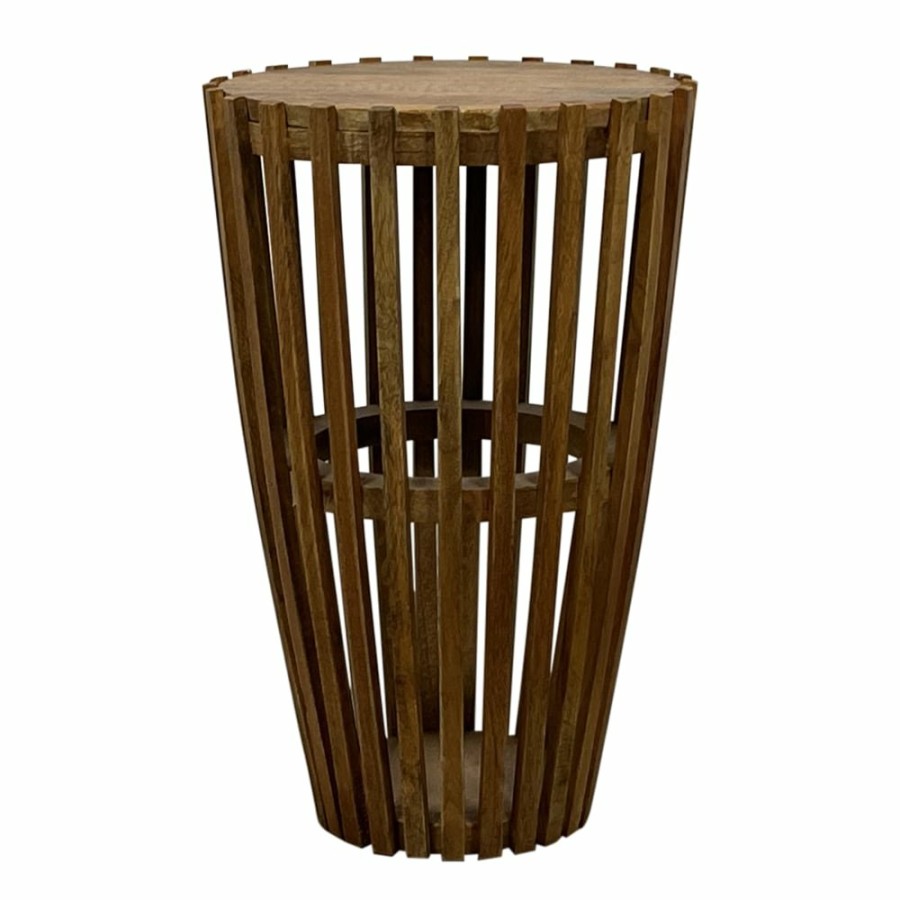 Tables Unknown  | Tapered Drum Slatted Side Table