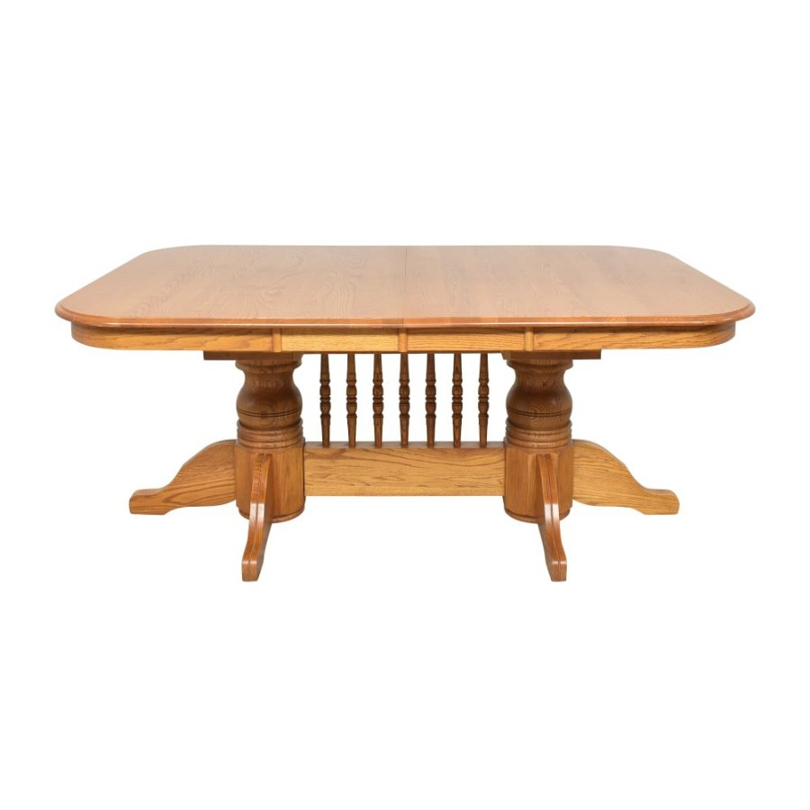 Tables Unknown  | Farmhouse Double Pedestal Trestle Extendable Dining Table