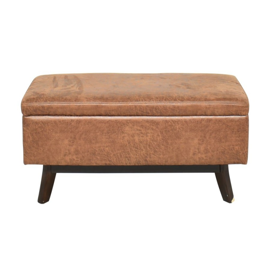 Storage Simpli Home  | Simpli Home Owen Distressed Coffee Table Storage Ottoman