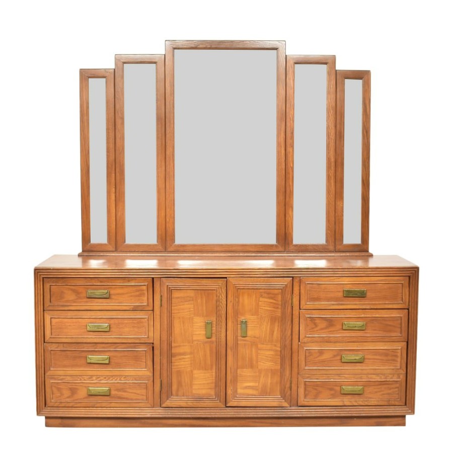 Storage Unknown  | Vintage Mid Century Modern Dresser And Mirror