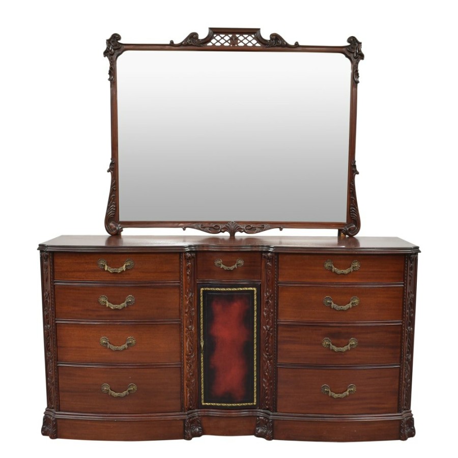 Storage Unknown  | Vintage Nine Drawer Dresser And Mirror