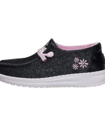 Wendy Toddler Shimmer Flower – Charcoal